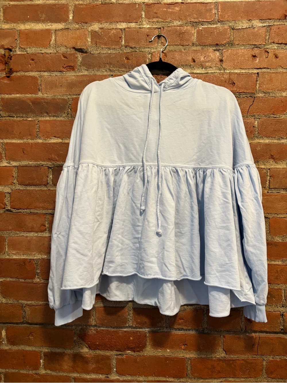 Aerie Light Blue Ruffle Babydoll Hoodie